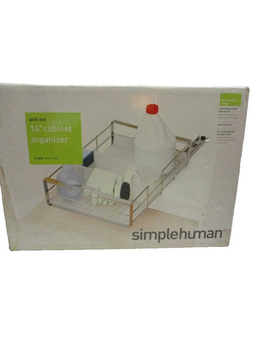 Simplehuman Chrome 14" Pull 0ut Cabinet Organizer Model KT-1048 Comercial Grade